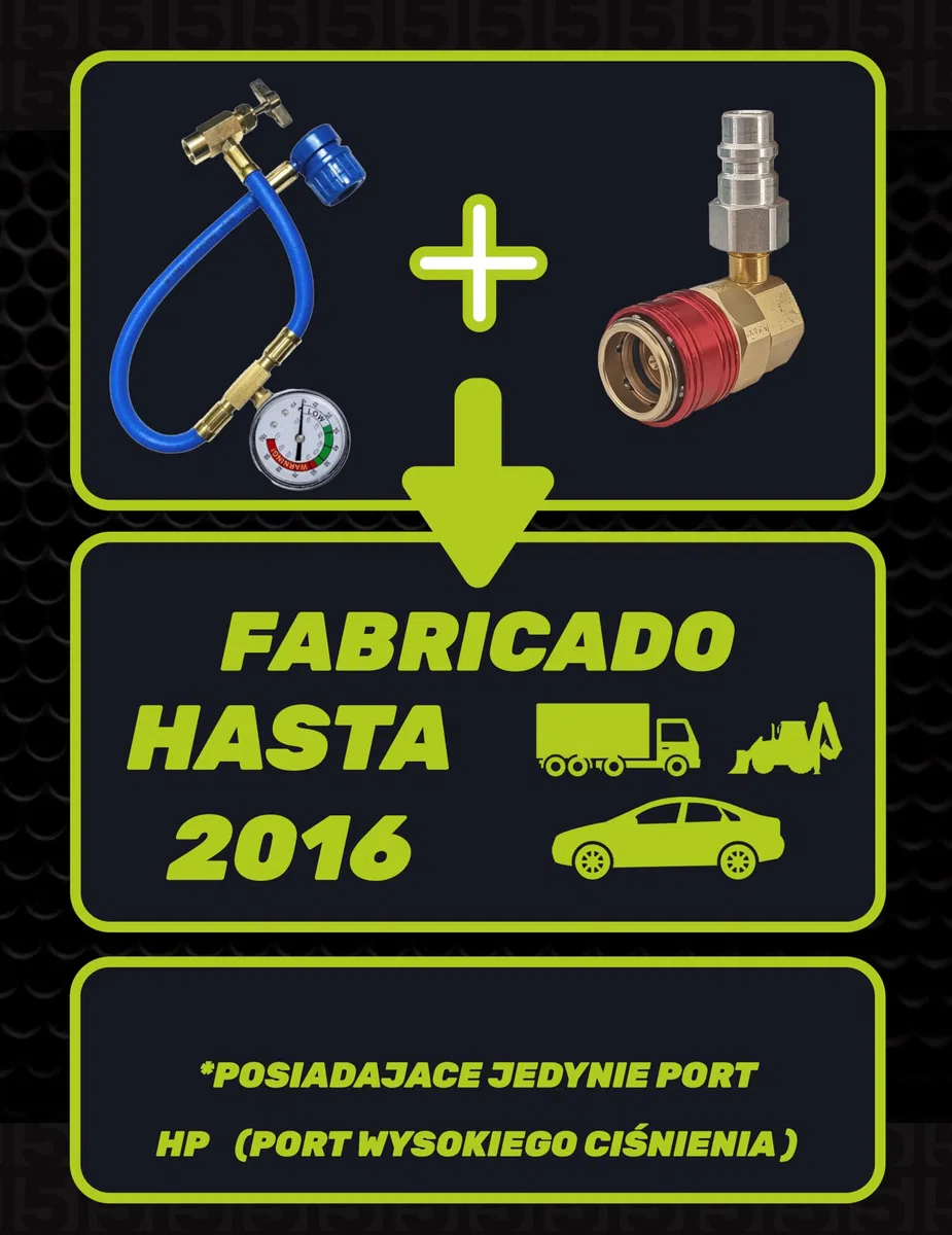 Manguera de presión con manómetro para autollenado del aire acondicionado del coche - Rosca tipo A 1/2-16