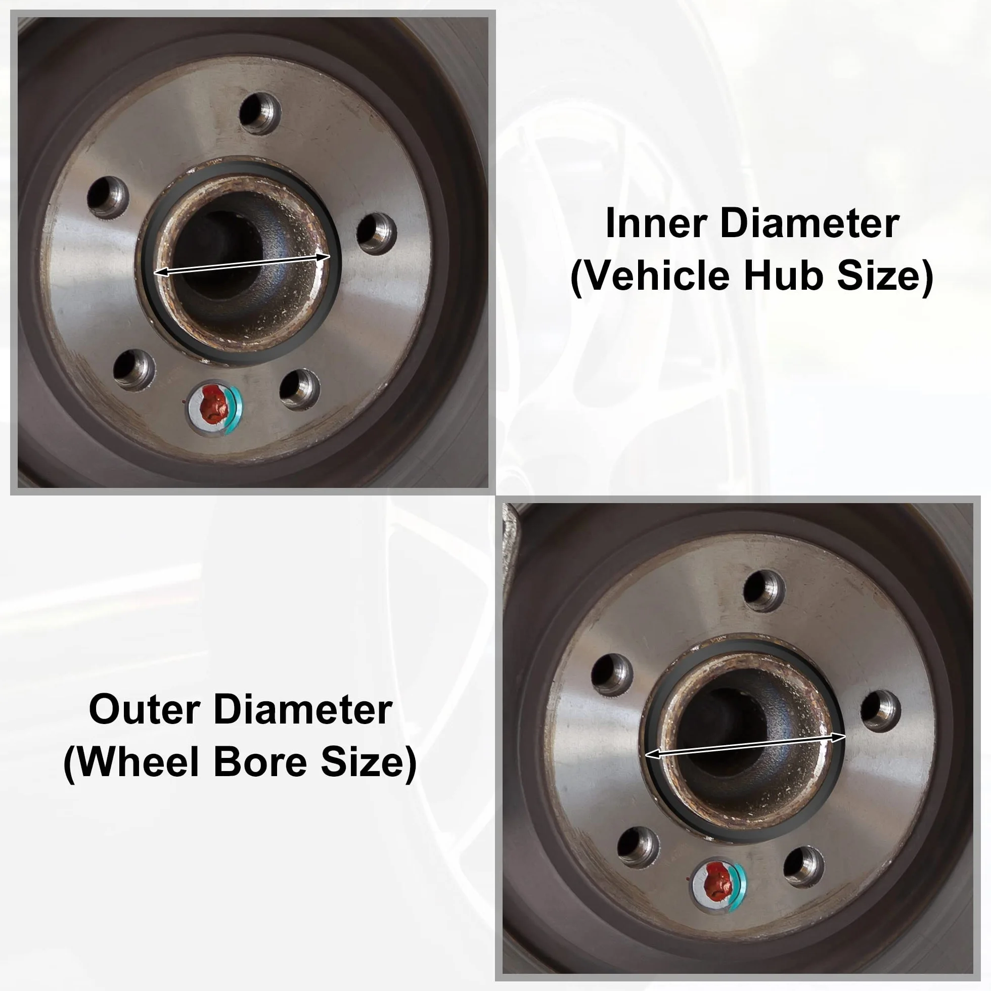 X AUTOHAUX 4 Piezas Plástico 73,1mm a 54,1mm Coche Céntrico Anillos Rueda Interior Diámetro Espaciador Anillos de Centrales