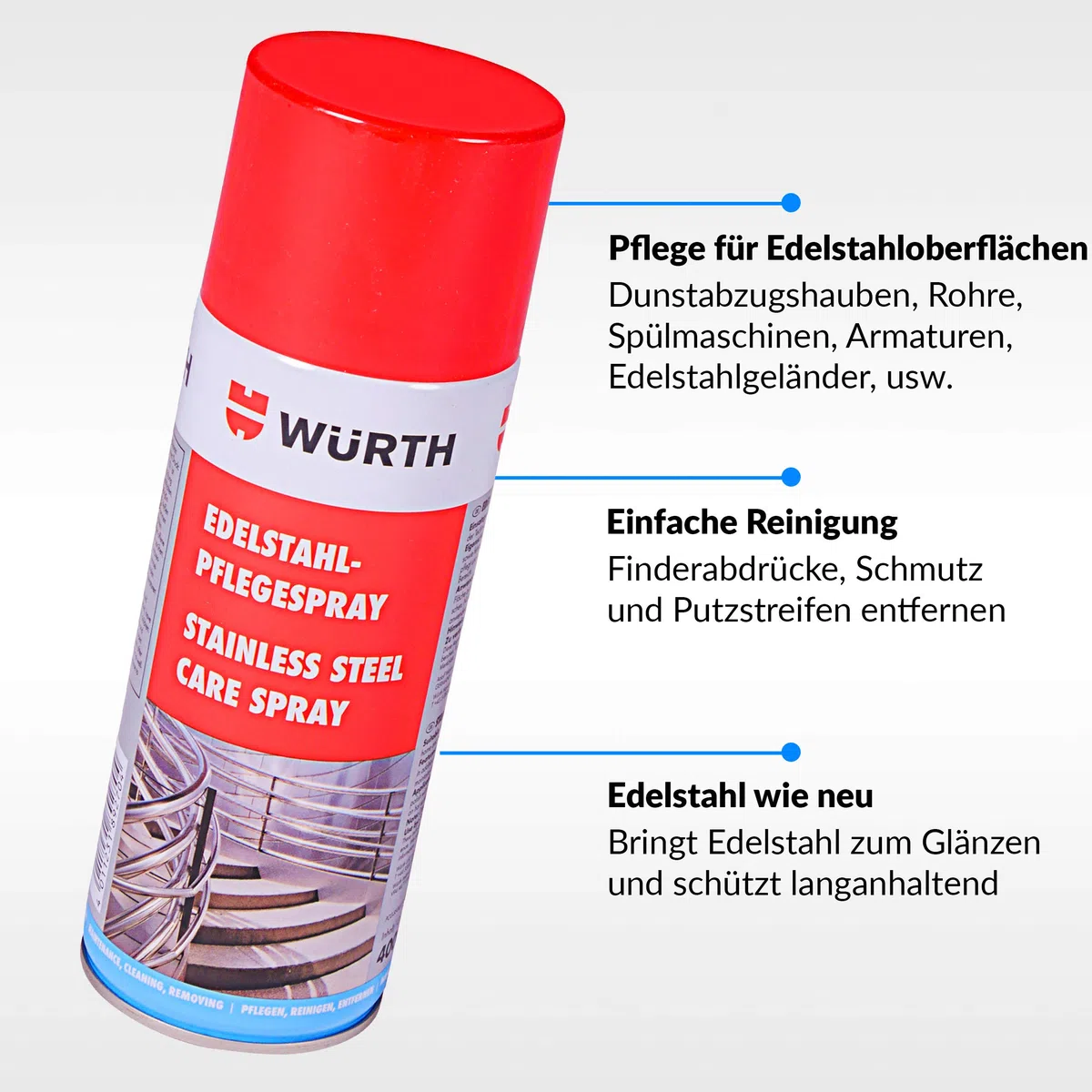 Producto de limpieza y mantenimiento de acero inoxidable 1x Pflegespray