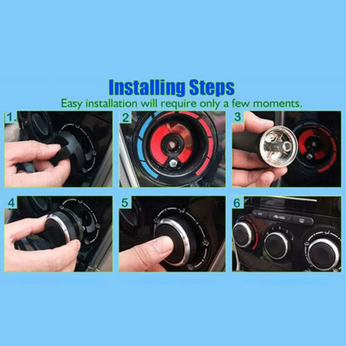 Interruptor del aire acondicionado, reemplazo del botón del calentador de la perilla del interruptor de control del ventilador de CA del aire acondicionado del coche 3pcs