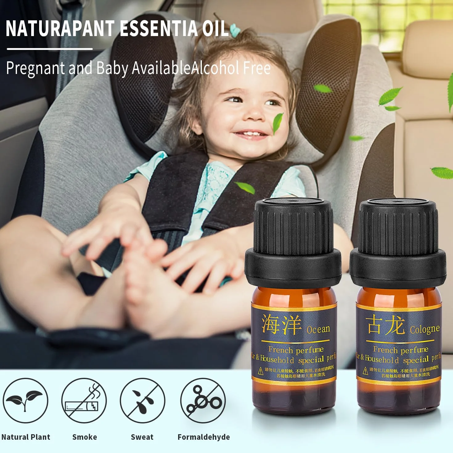 Kwak's Repuesto de ambientador solar para coche, aceite esencial solar, aceite de perfume para ambientadores de coche (4 bot) (océano)