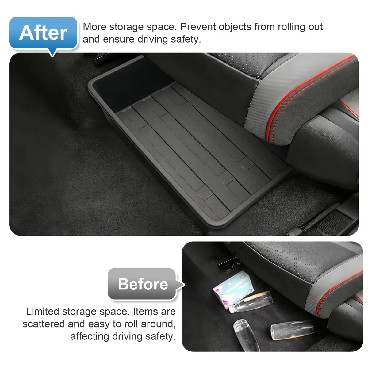 Compartimento de almacenamiento para debajo del asiento delantero compatible con W Golf 7 7.5 2013-2019, bandeja cajón, caja de almacenamiento, organizador contenedor (2