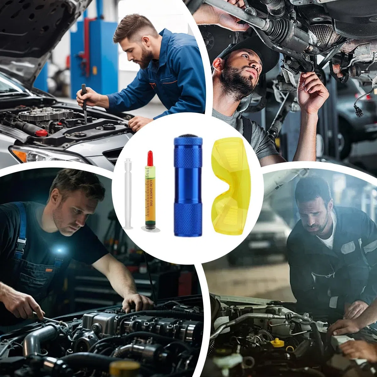 Generico Kit Detector de fugas de aire acondicionado | Herramientas y precisas, detección de fugas de aire, para motor de coche, radiador refrigerador, casa, diésel, evaporador, compresor