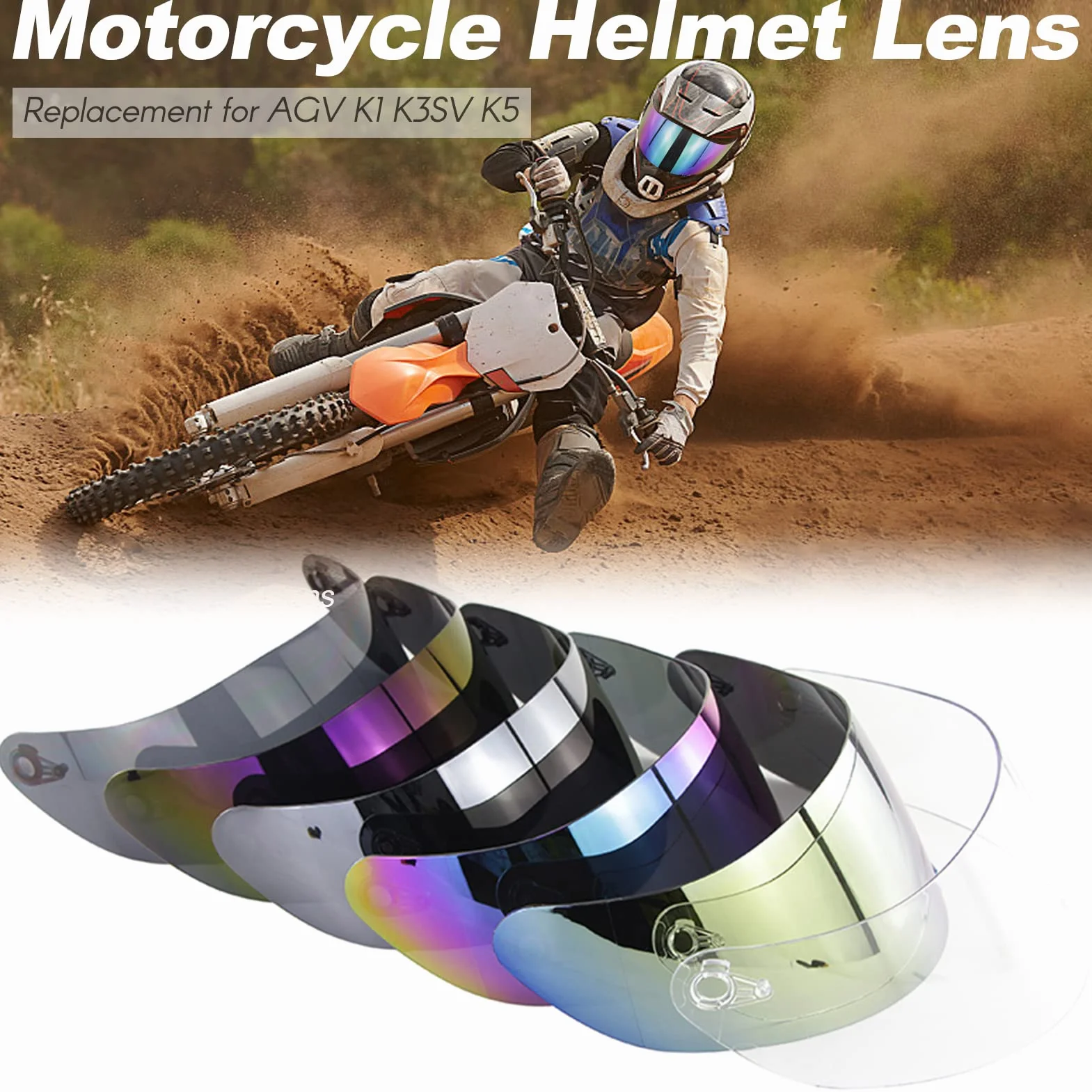 Shkalacar Visera Casco Moto Reemplazo para AGV K1 K3SV K5 Casco, Visera Casco Reemplazo para AGV K1, Visera de Lente para Casco Protección contra Viento