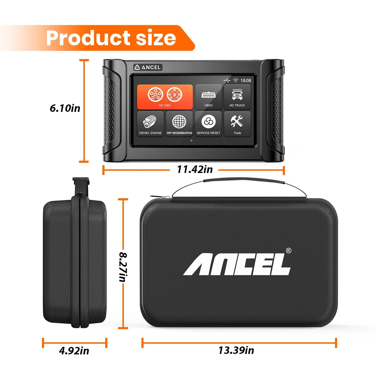 ANCEL Estuche de Transporte for OBD2 Scanner, Code Reader and Diagnosis Tool, Estuche Rígido EVA Impermeable Compatible con ANCEL Escáner OBD2 (L)