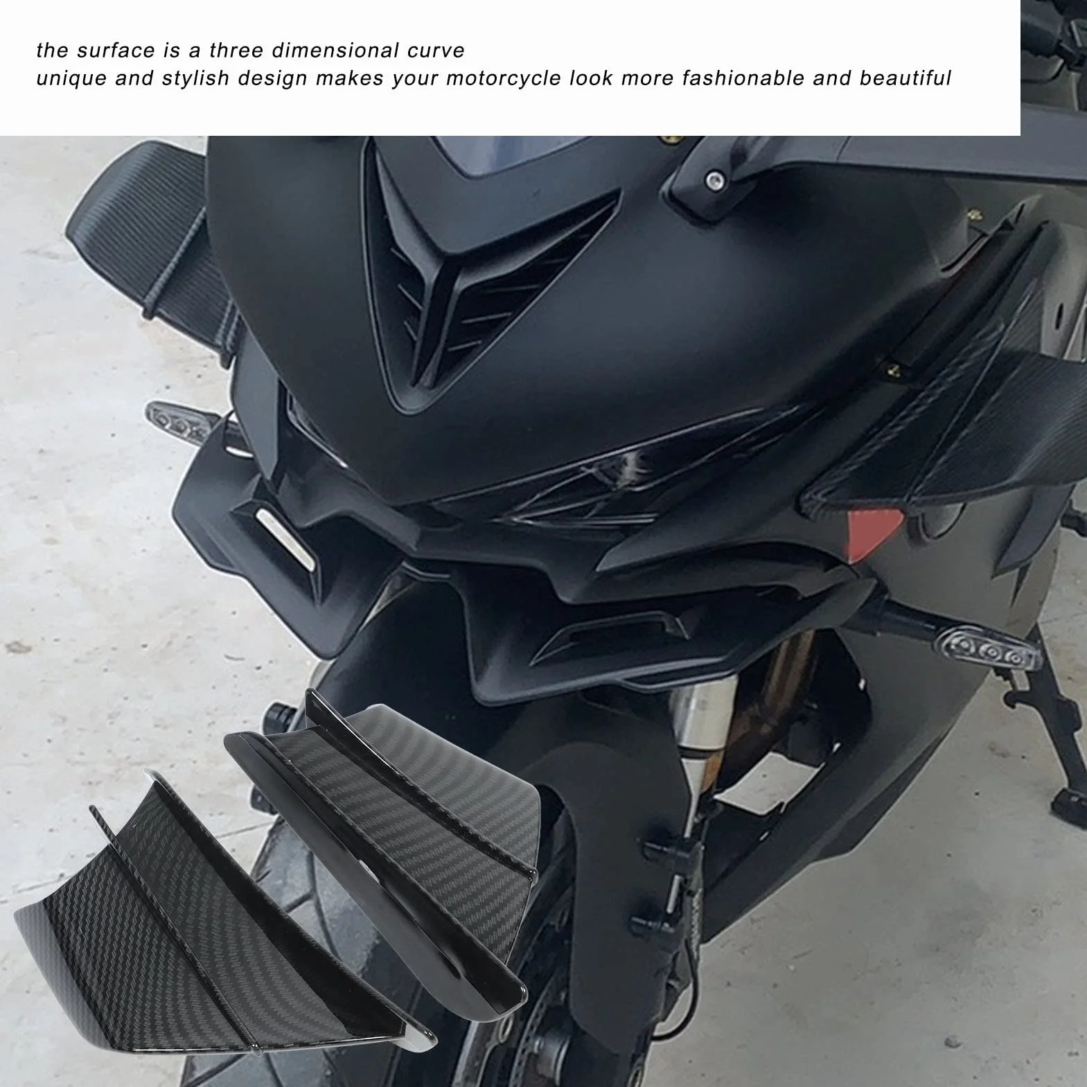 ala de Viento de Motocicleta, Fydun 1 Par Universal Alerones de Motocicleta Estilo de Fibra de Carbono Winglets Aerodinámicos Carenados Laterales Winglets