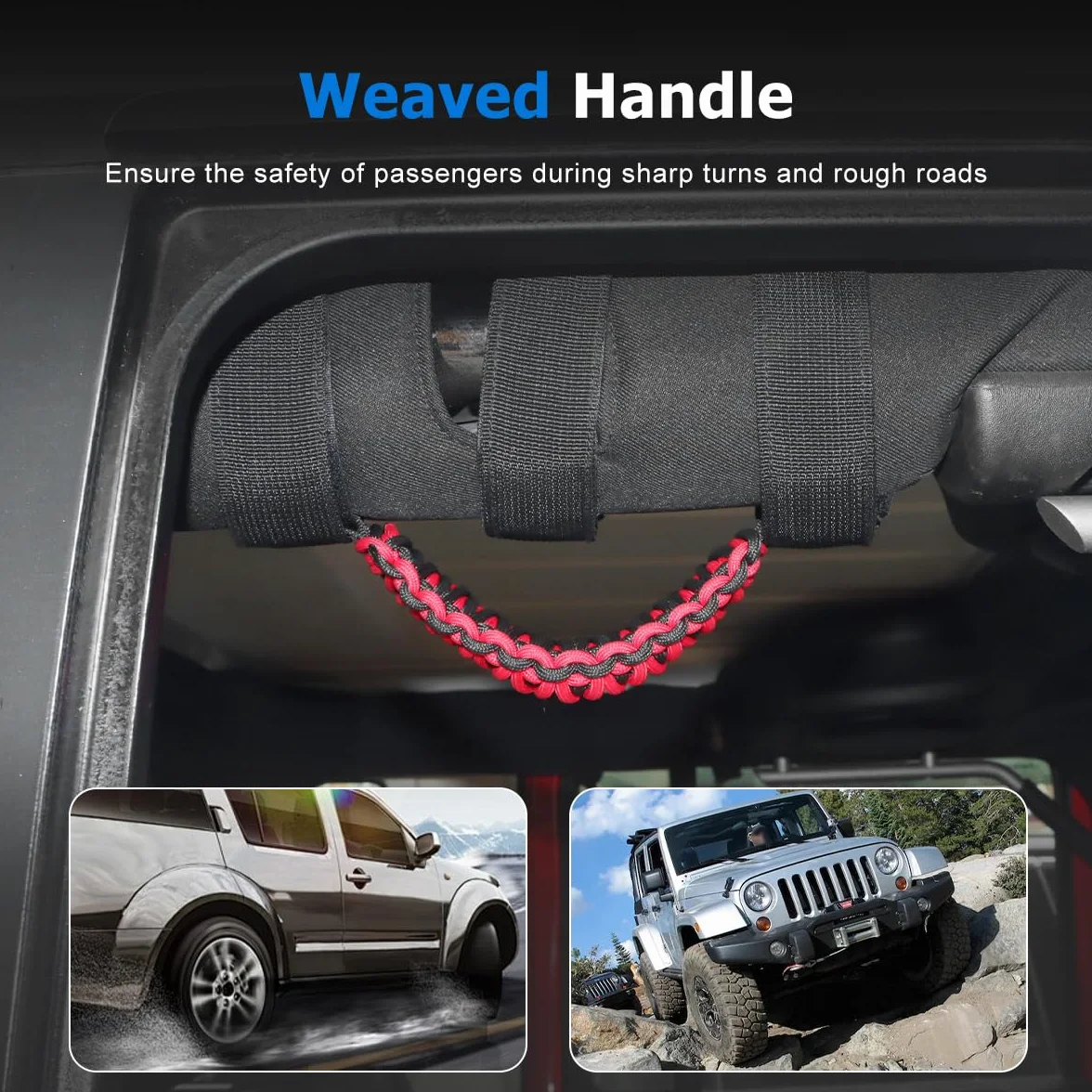 Asideros de Agarre compatibles con Wrangler JK YJ TJ CJ JK JL JLU Auto Grips Roll Grips (Rojo)