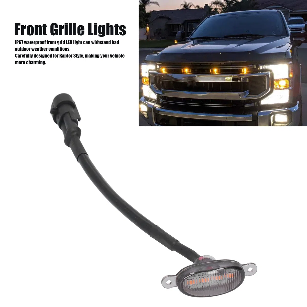 Luces de Parrilla Delantera, Universales para Estilo Raptor Luces LED de Parrilla Delantera Iluminación ámbar para Auto Camioneta SUV Todoterreno
