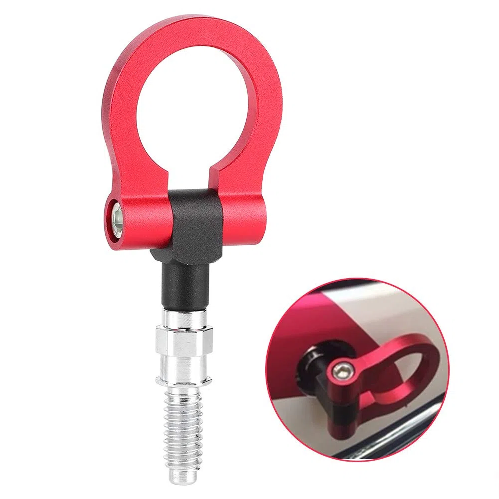 Gancho de Remolque,Fydun Anillo Universal para Remolque de Remolque Auto de aleación de Aluminio, Gancho de Remolque Delantero para Serie E(Rojo)