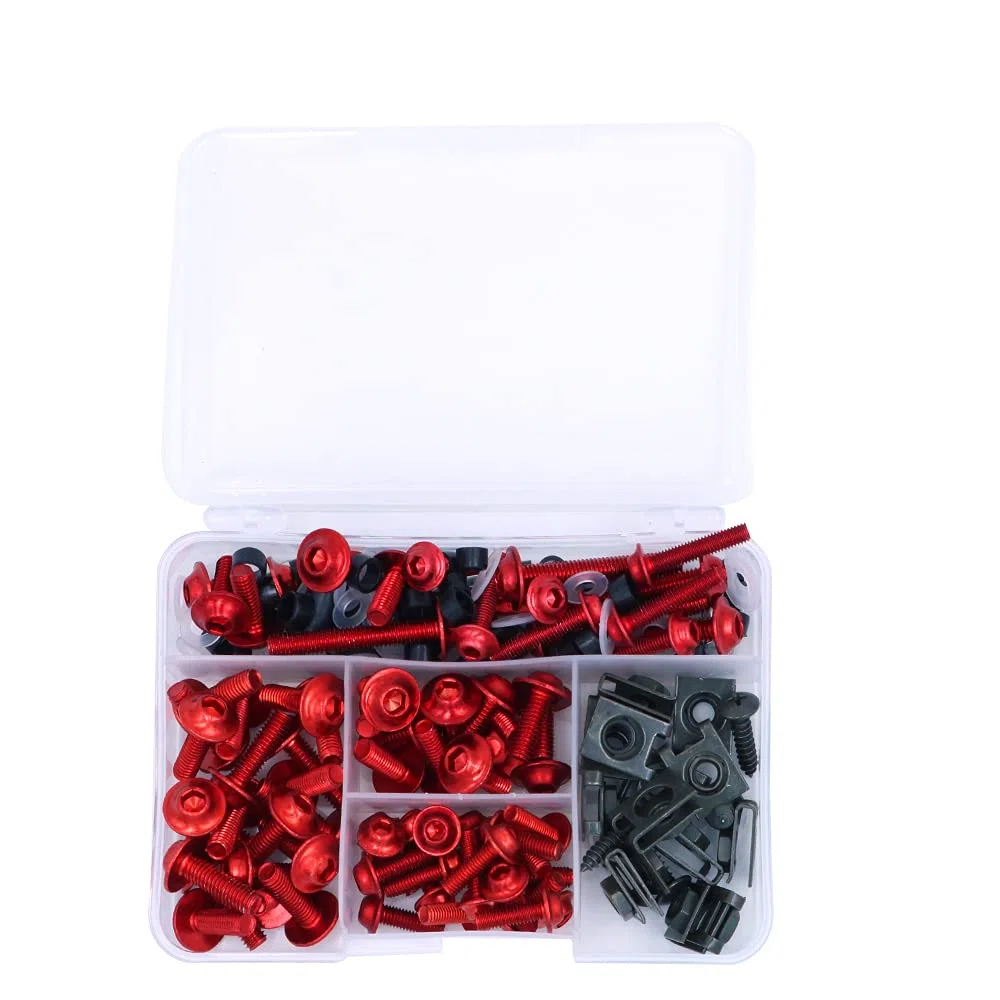177 piezas motocicleta Sportbike completo carenado pernos Kit sujetador Clips Tuercas de tornillo-rojo