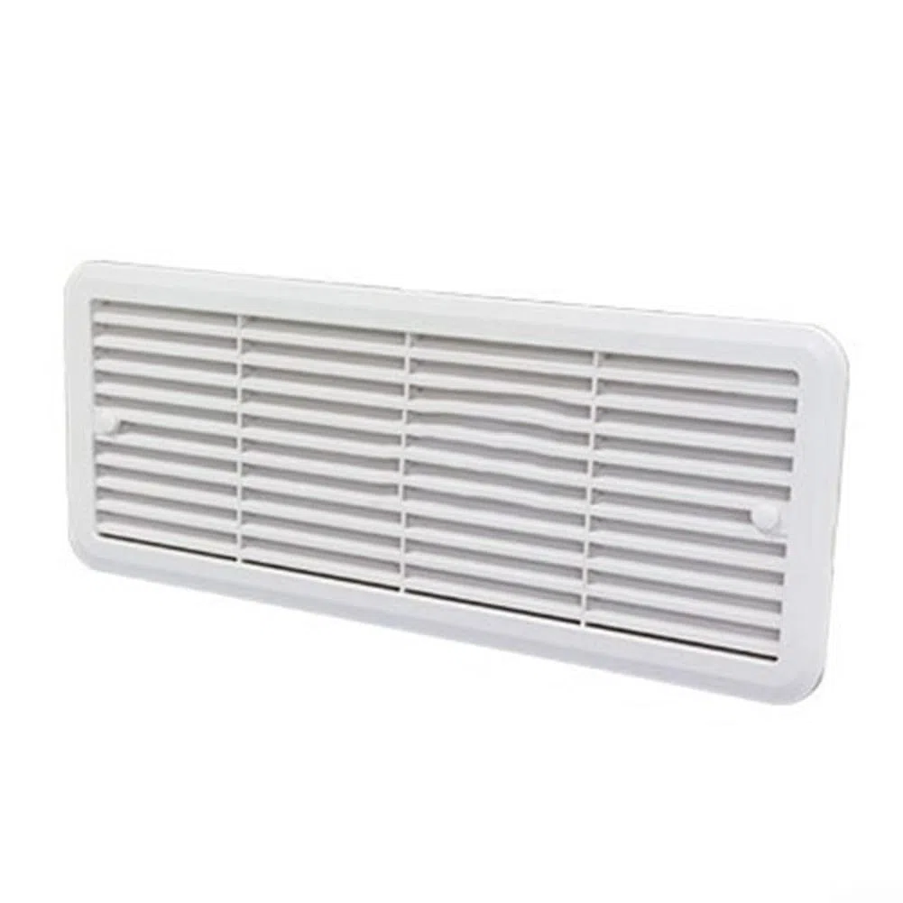 Rejilla de montaje de ventilación de refrigerador para Thetford 62445480 483 x 186 mm, material ABS blanco y negro para sistema de refrigeración de caravana, autocaravana RV (blanco)