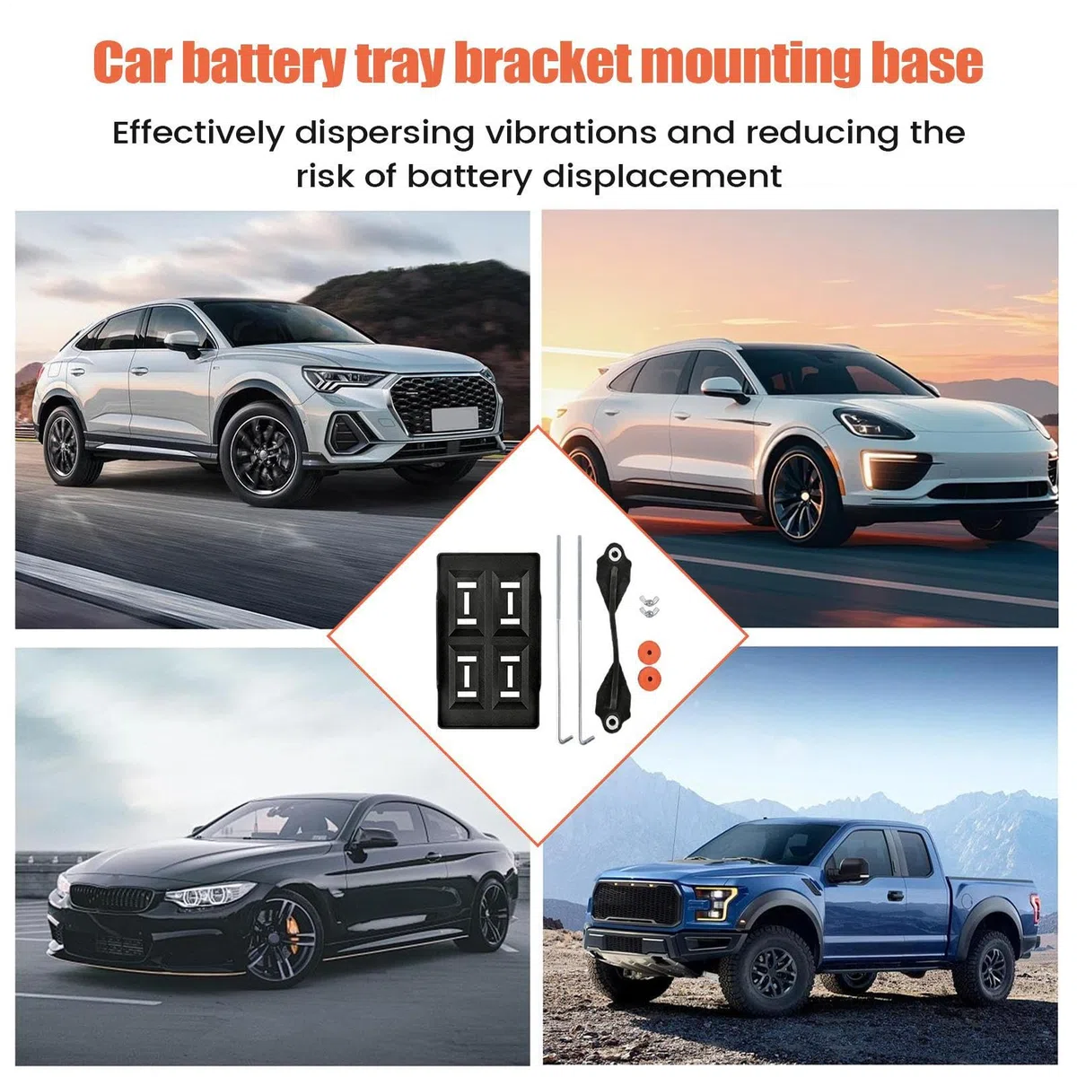 Soporte para Bandeja de Batería de Coche,Sujeción Ajustable por Presión,Base de Montaje para Fijación de Batería - para Automóvil, Camión, RV, Embarcación y Modificación