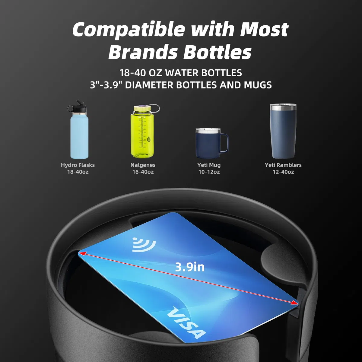 Adaptador expansor Yeti 24/36/46 oz, Hydroflask 32/40 oz, extensor de portavasos para coche con base ajustable