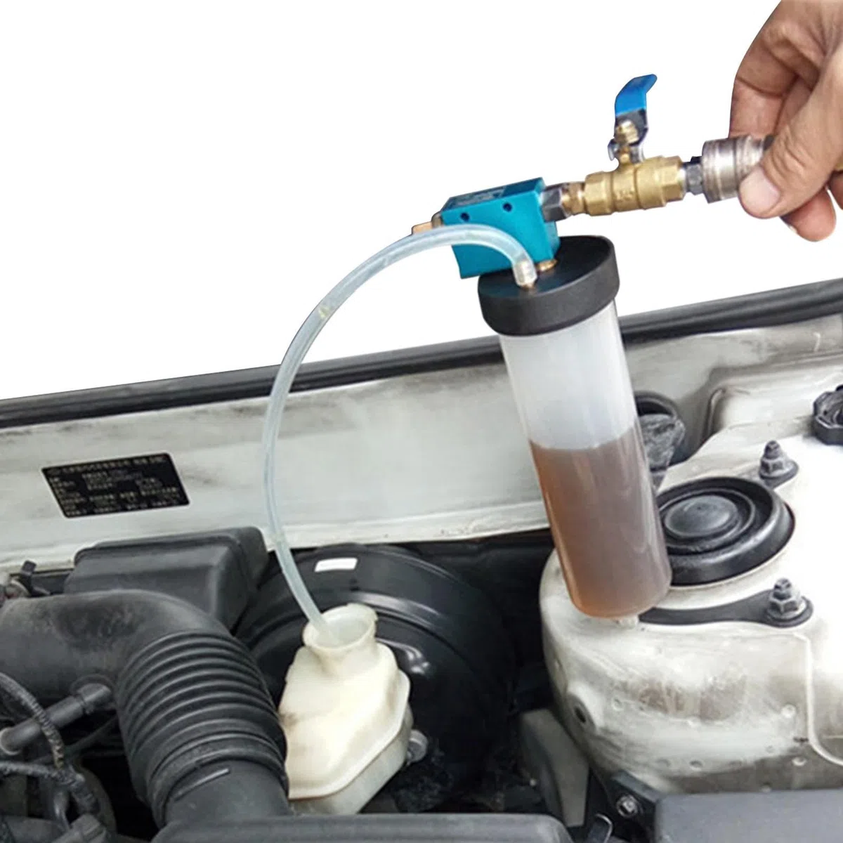 Extractor de fluidos automotrices - Purgador de frenos universal, evacuador neumático | Para coches, motocicletas, camiones, RV, SUV, bomba de cambio de, mantenimiento al vacío, tanque de succi