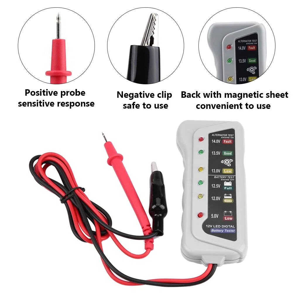 KIMISS Analizador de Baterías para Coche y Furgoneta, Probador de Carga 12V-14.8V, de Mantenimiento y Diagnóstico, Herramienta Profesional para Verificar Estado