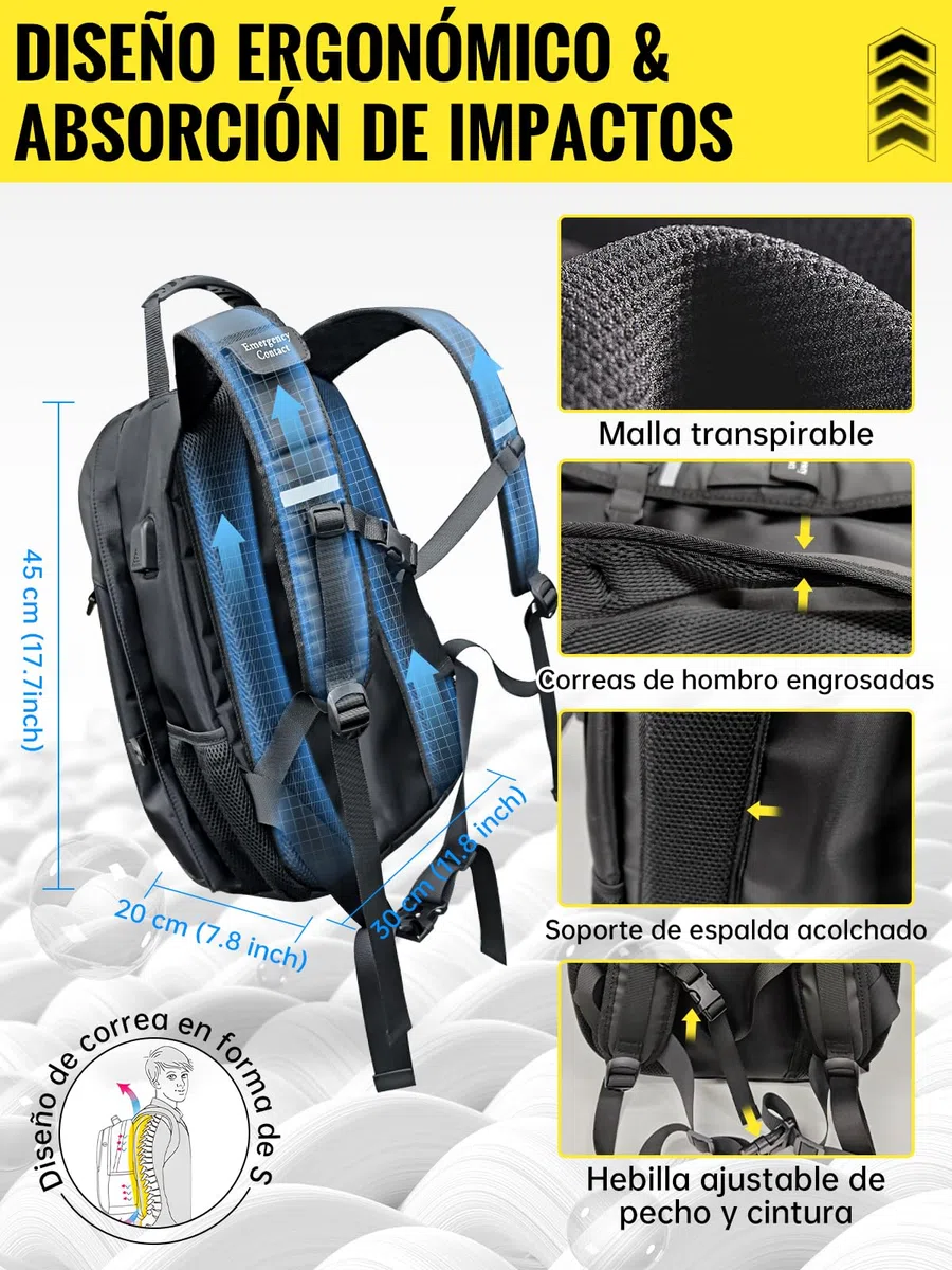 Moman BM1 Mochila Moto Impermeable con Puerto USB, Bolsa Casco Moto Grande 40L, Mochila Portátil con Soporte para Casco, Accesorios Motocicleta para Hombres y Mujeres
