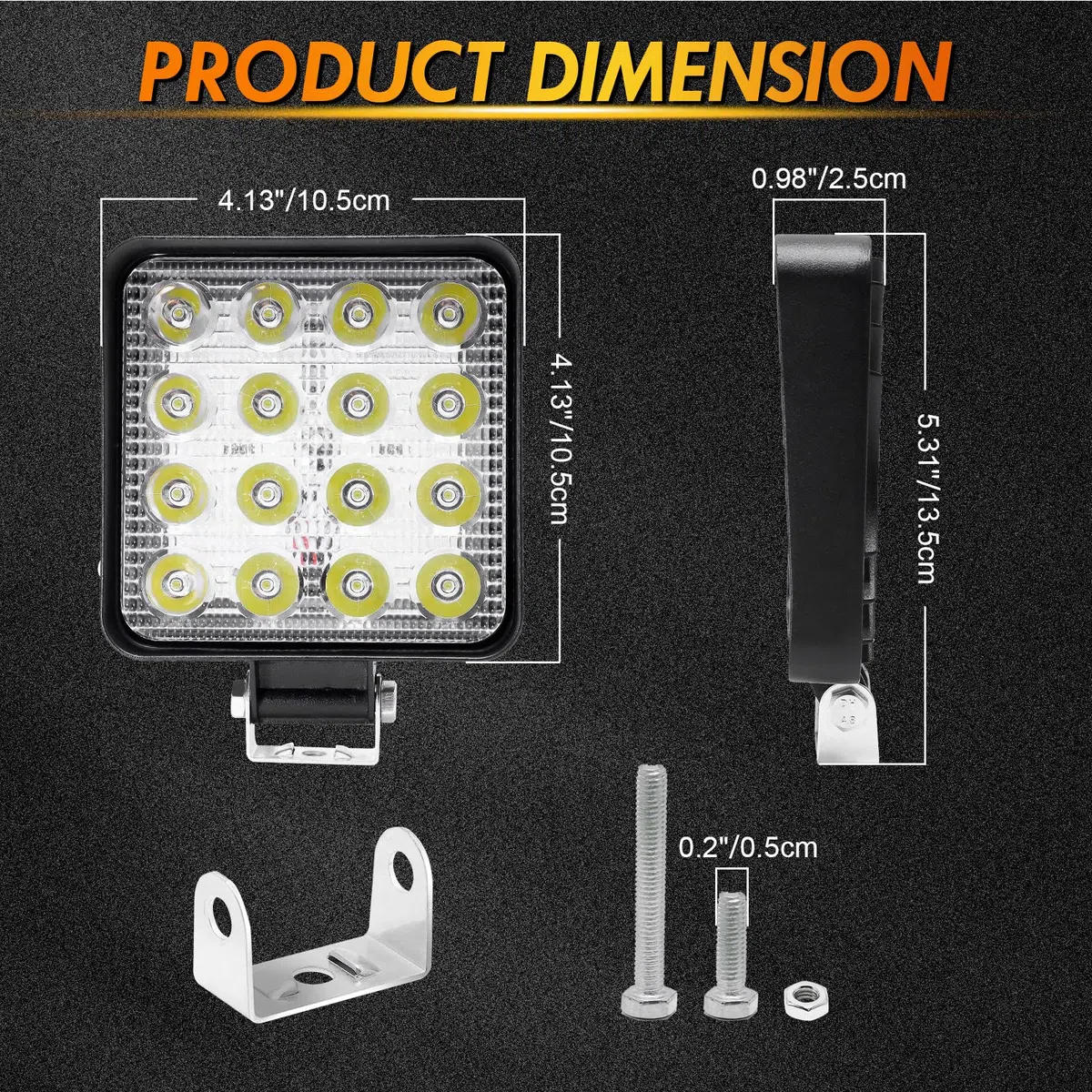 CCLIFE Faro de trabajo 12V 48W Foco Led 4x4 Impermeable 6000K para Tractor Moto Camión coche ATV UTV SUV 13x11x2cm,4pcs CushHom