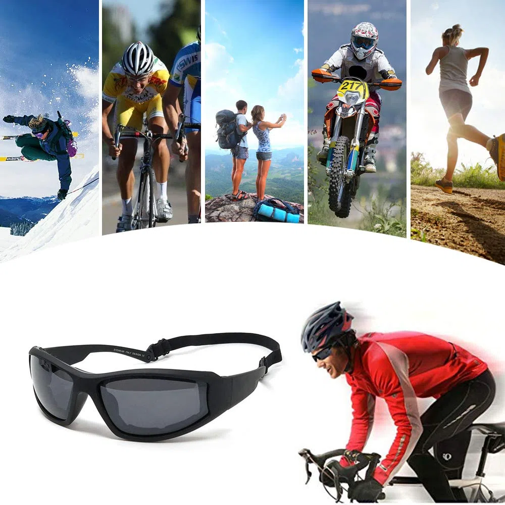 TERAISE Gafas de montar de la motocicleta gafas de esquí de seguridad UV400 ajustable gafas de sol a prueba de polvo a prueba de viento antiniebla para varios deportes al aire libre