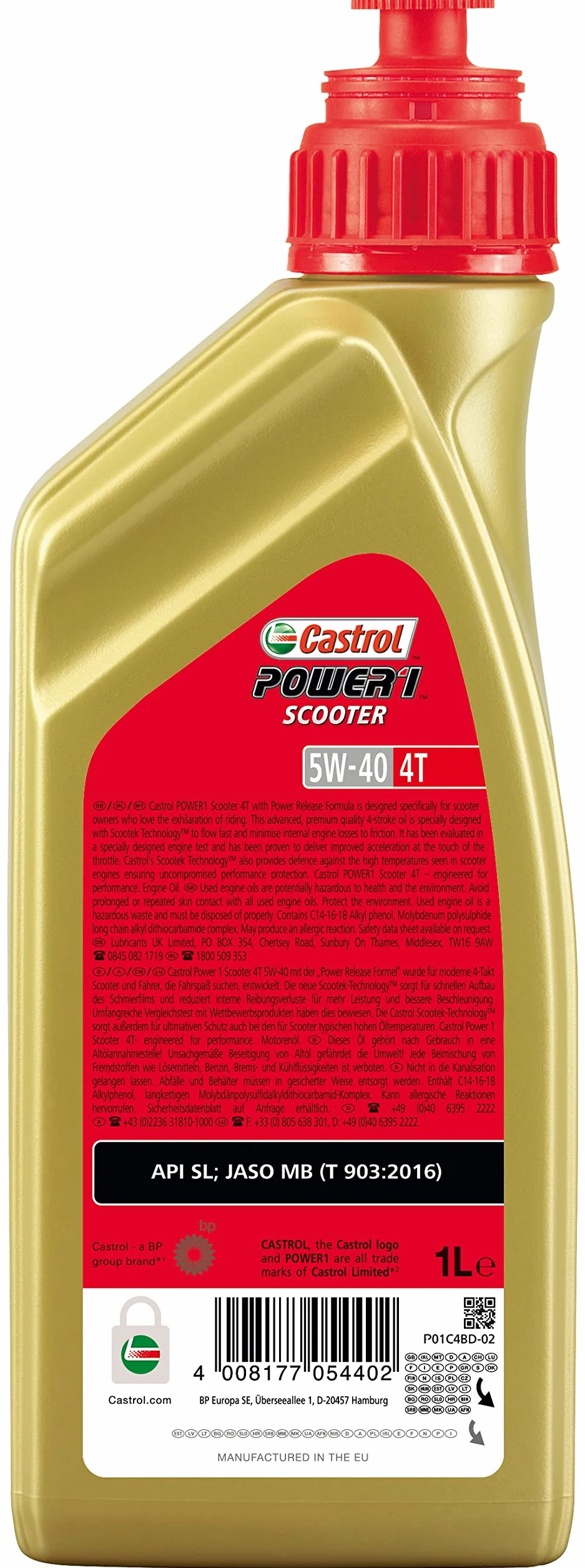Castrol ACEITE POWER OIL PARA 1 SCOOTER, 4 TONELADAS, 5 W, 40, 1 LITRO