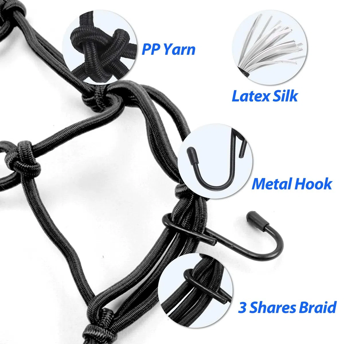 Pulpo Moto,Pulpos Elasticos,3 Piezas Cuerda Elastica Moto,2 Piezas Red Elastica,Cuerda Elástica con Gancho,Red Elástica Moto,Cuerdas Elasticas para Bicicleta Motocicleta Casco Equipaje