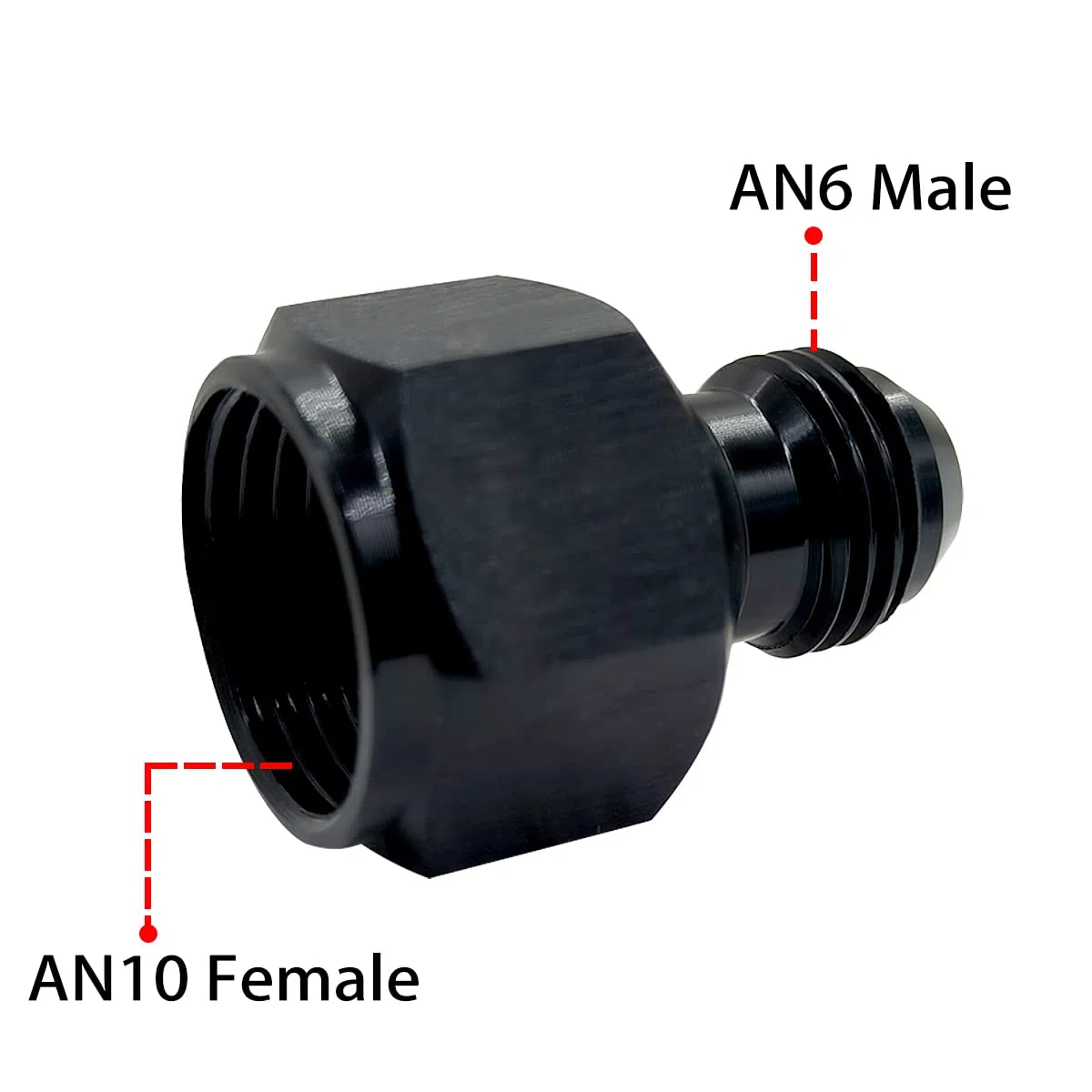 YSIL Adaptador reductor de llamarada 10AN hembra a 6AN macho, accesorios de manguera de combustible, aluminio, negro, 2 unidades
