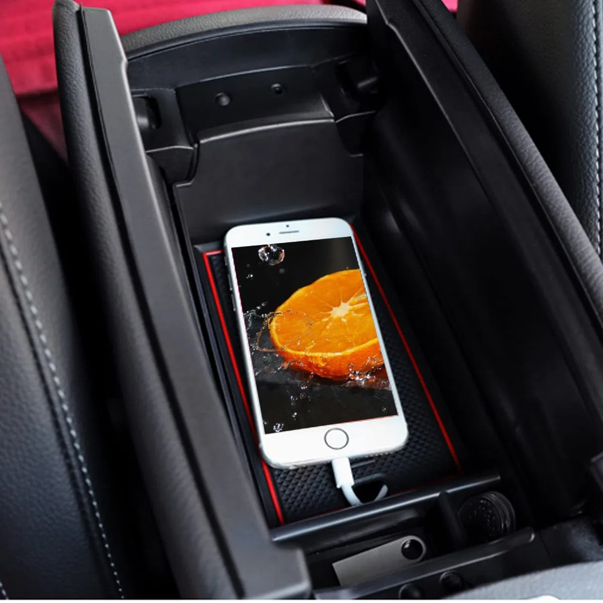 SHAOHAO Compatible con Mercedes Clase A W177 V177 2019-2025 /GLB X247 /Clase B W247/GLA H247 /CLA C118 Caja Organizadora para Reposabrazos Consola Central Accesorios Mercedes CLA (Rojo)