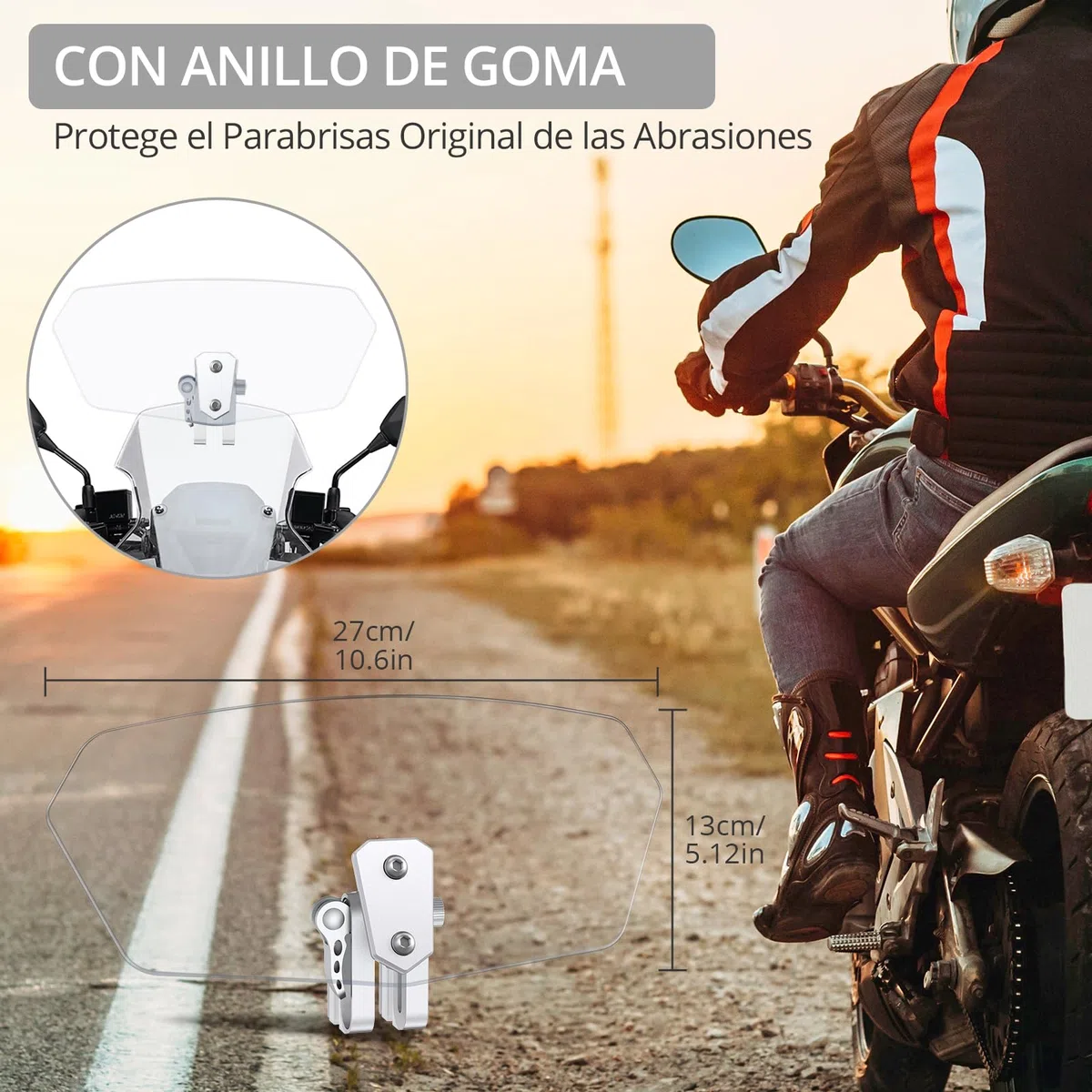 Justech Parabrisas Universal de la Motocicleta Deflector de Viento Ajustable para Motos Durable - Color Transparente
