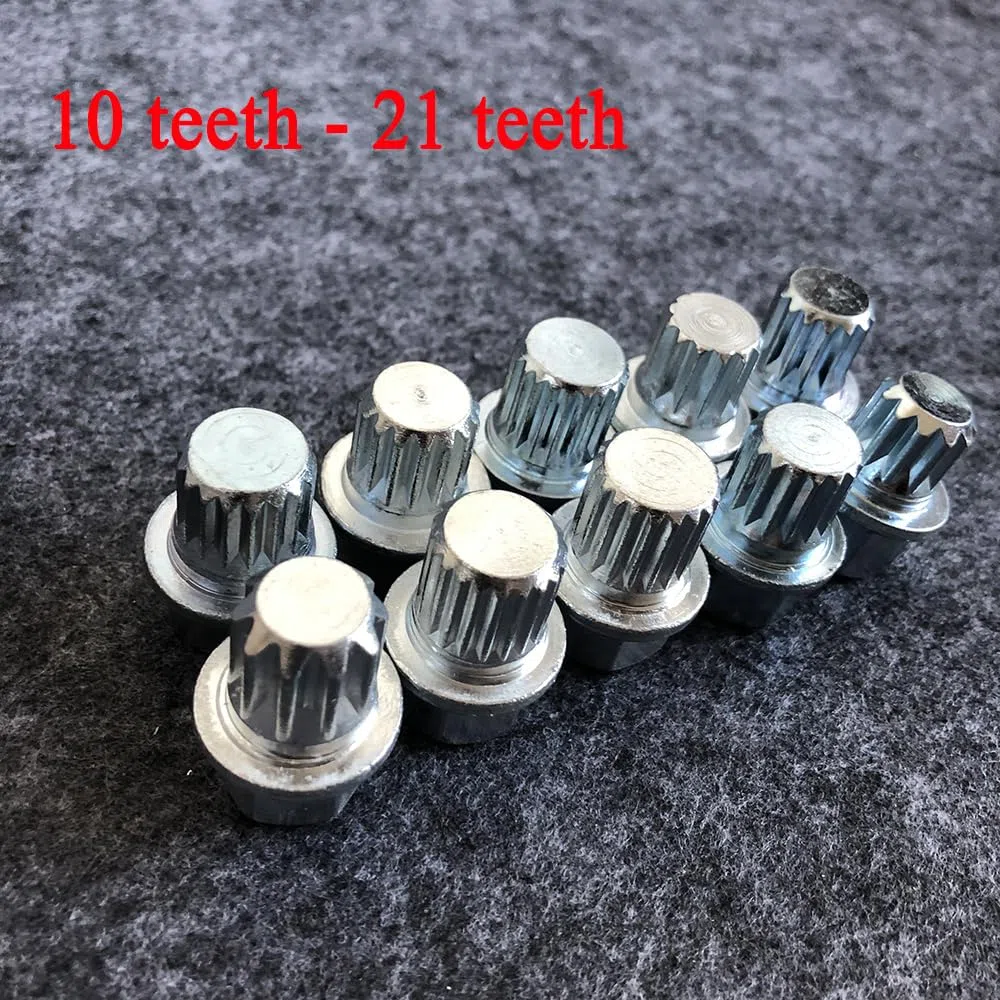 Tuercas Rueda,Tuercas Ruedas Coche Adaptador de llave de tuerca de seguridad for perno de rueda antirrobo de 5 piezas #000-#009 apto for Bora Golf Jetta Passat apto for Audi A4 A6 A8 TT Q7 Q5(007 19 t