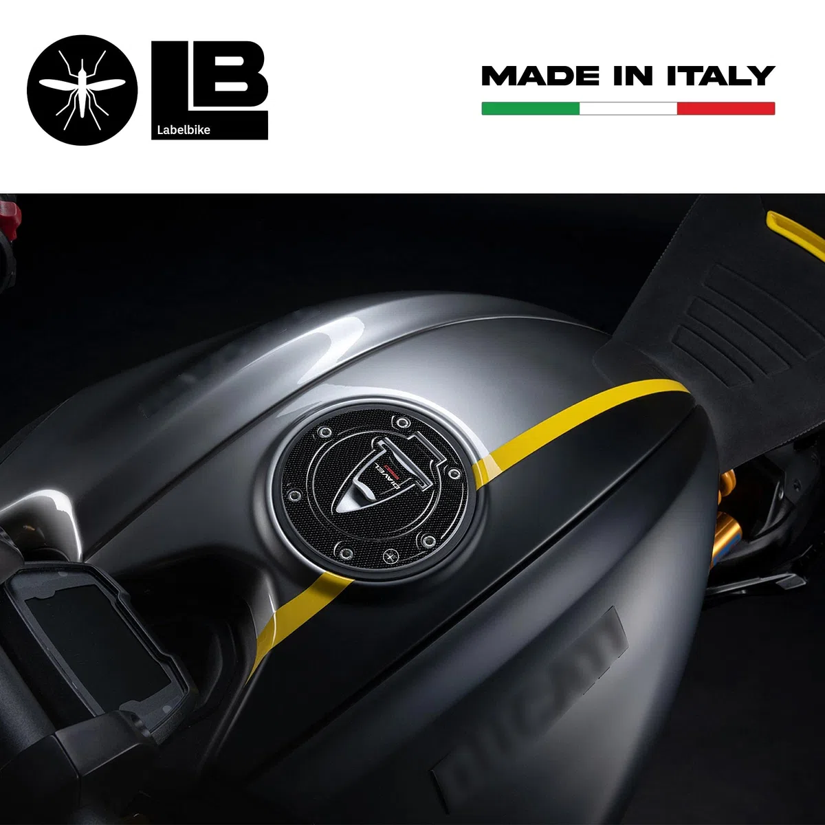 labelbike - Pegatina 3D Gel Resina Tapa Tanque Moto compatible con Ducati DIAVEL 1260 Italy