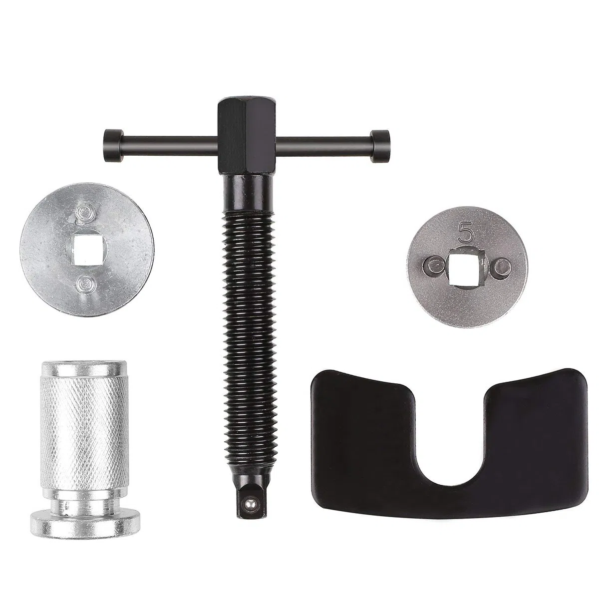 JOMAFA - LLAVE REPOSICIONADOR DE PISTONES DE FRENOS CON ADAPTADORES, 5 PIEZAS