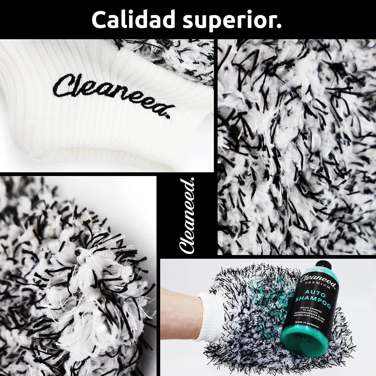 Guante de Lavado Premium - Especialmente Suave con la Pintura Gracias a la Microfibra Extra Suave - Sin residuos - Extra Absorbente - para Coche, Llantas y Moto - Esponja para Coche