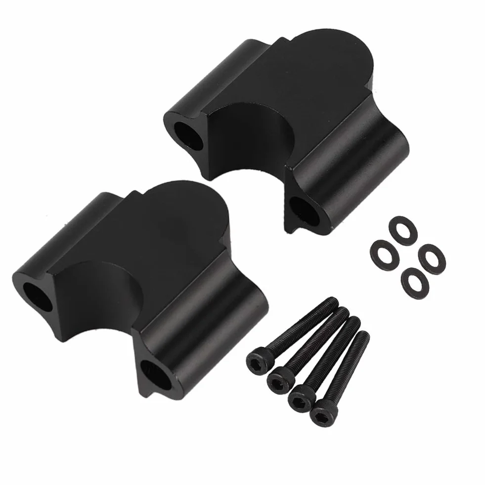 Sujetador universal de 7/8'' 22 mm para manillar de motocicleta, abrazadera de elevación de aleación de aluminio negro, compatible con KAWASAKI, SUZUKI, Victory (Negro)