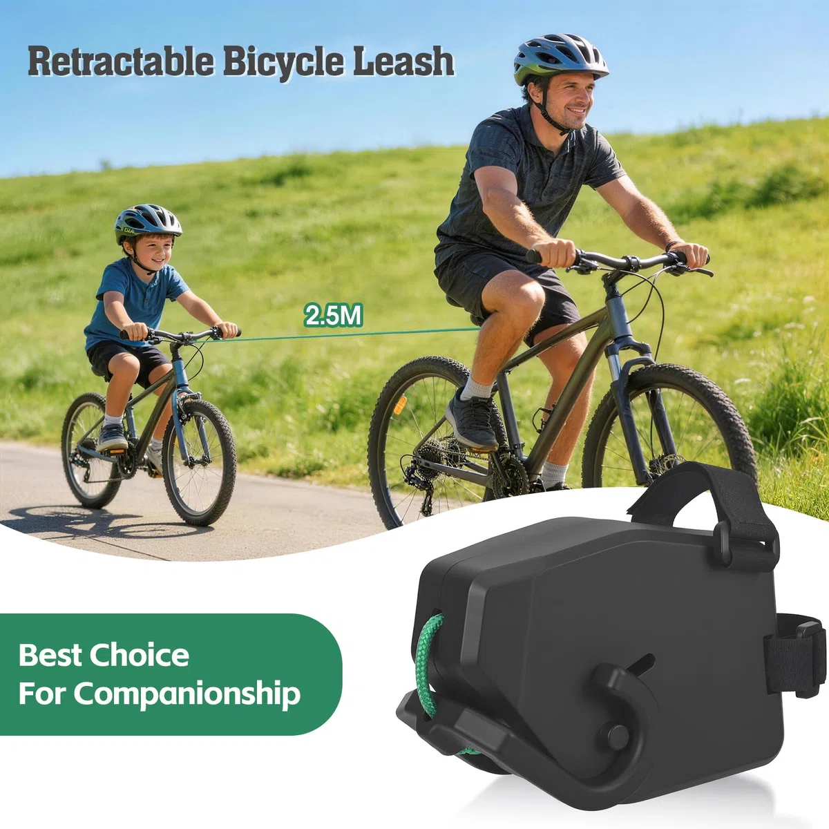 Cuerda de Remolque Bicicleta Niños 2.5 m Cuerda de Remolque para Bicicletas Cuerda Retráctil para Remolcar Bicicletas para Todas Las Bicicletas, Viajes En Familia