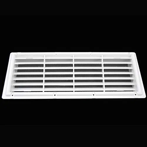 Rejilla de ventilación para nevera de caravana, autocaravana, barco de plástico blanco 374 x 148 mm con malla