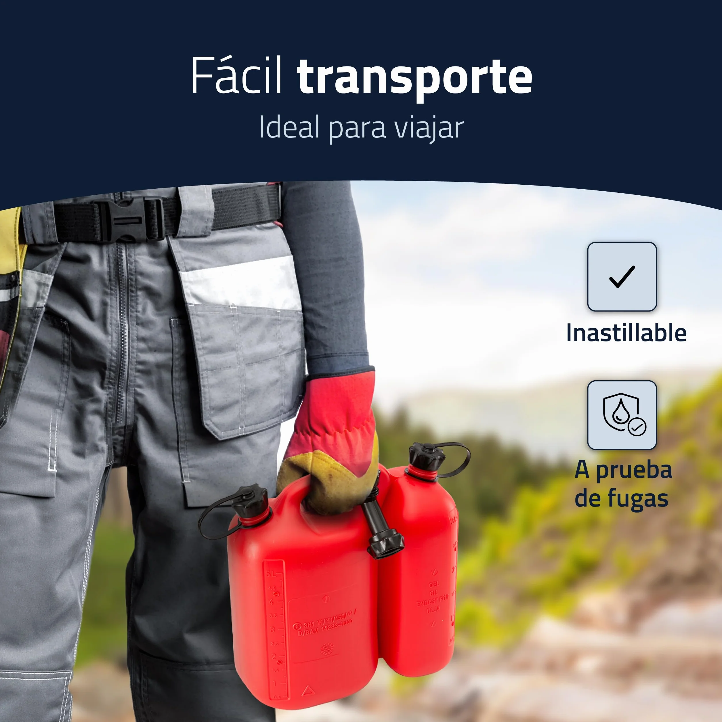 Cartrend Bidón doble ECO 5,5+3 L, PEAD Rojo, homologación UN, accesorios negros