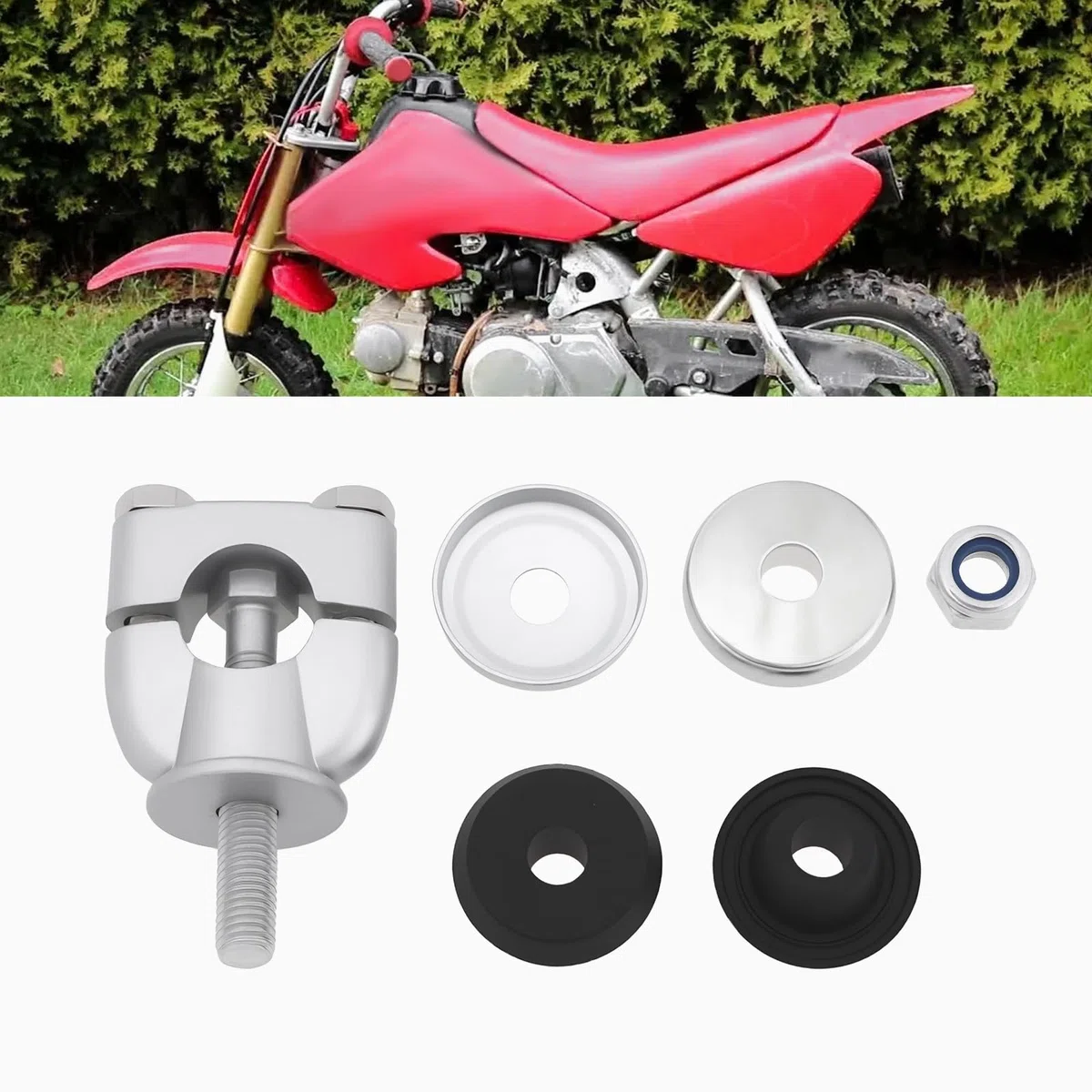 ECSiNG Abrazaderas de Montaje para Elevador de Manillar de 2 X 7/8" con Insertos de Goma Compatible con Honda CRF XR50 de 22 Mm para Motocross.