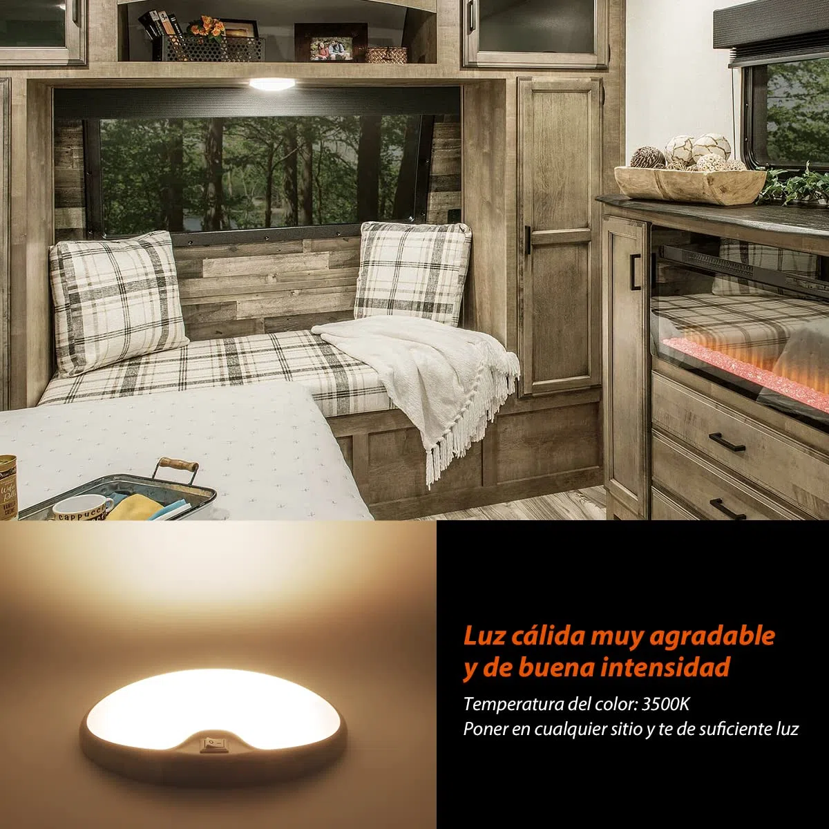 Dream Lighting Luz LED 12v Camper Caravana Autocaravana Barco Plafond LED con Interruptor Luz Interior Ovalada 15X9 CM 12V CC 4,2W 370LM IP44 Luz Cálido 3500K