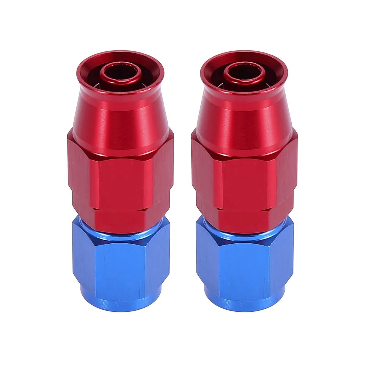 X AUTOHAUX 2 piezas AN6 de 0 grados, conector giratorio para manguera de coche, para línea PTFE, rojo y azul