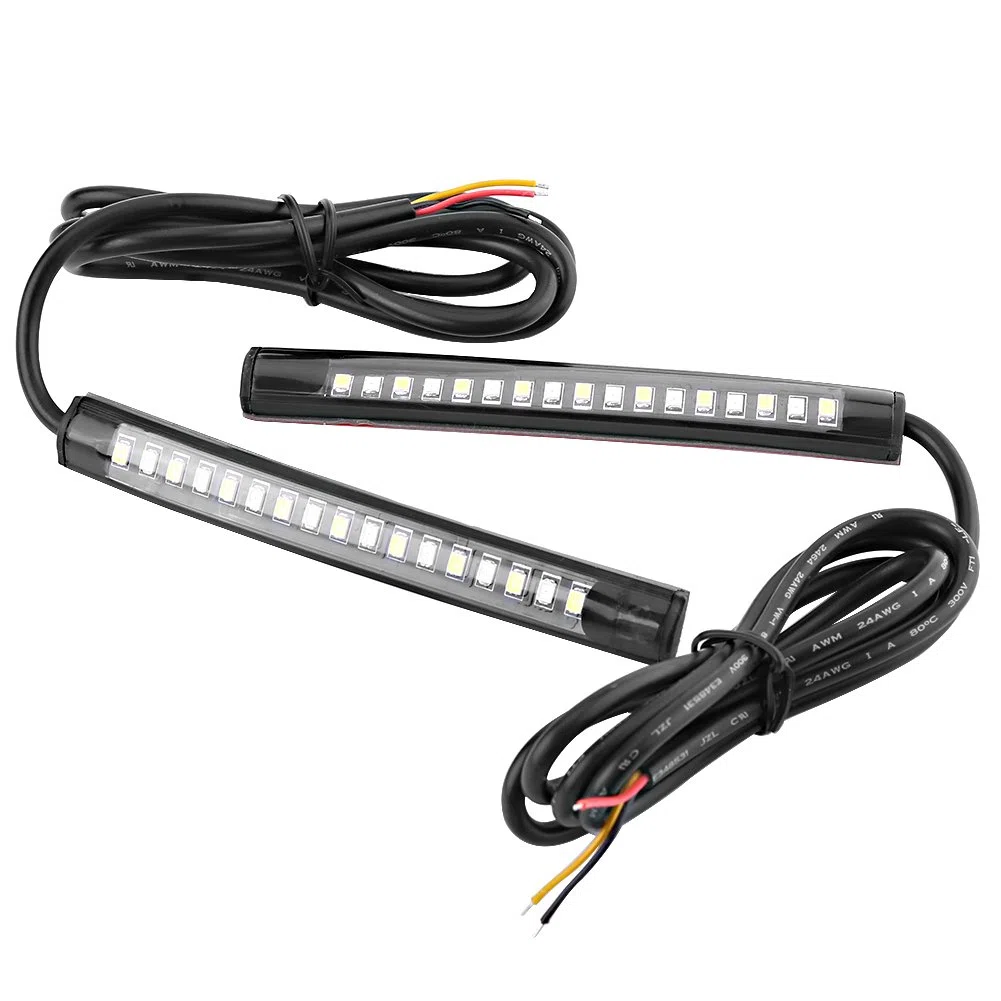 Keenso 17 tiras de luces LED SMD flexibles universales 2x12V Luces de freno de coche Intermitente Luz Trasera Banda Luminosa para Moto Bicicleta Coche RV