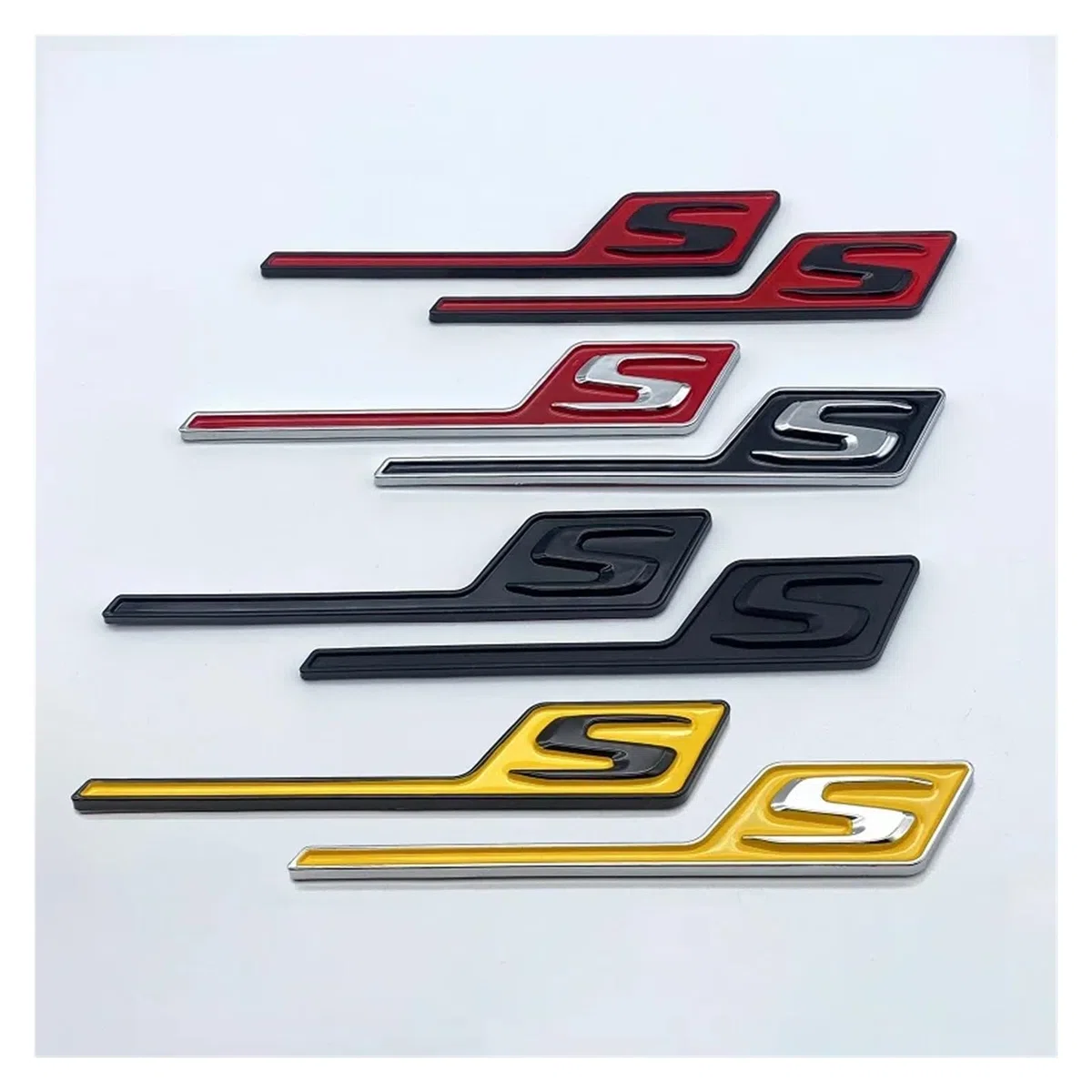 Emblema de Insignia ABS S for Maletero de Coche, Pegatinas aptas for Mercedes Benz AMG S AMG E63S C63S GLC63S GLE63S GLS63S GTS GT43S GTR GT53 GT50 CLA45S(Glossyblack Red Smal)