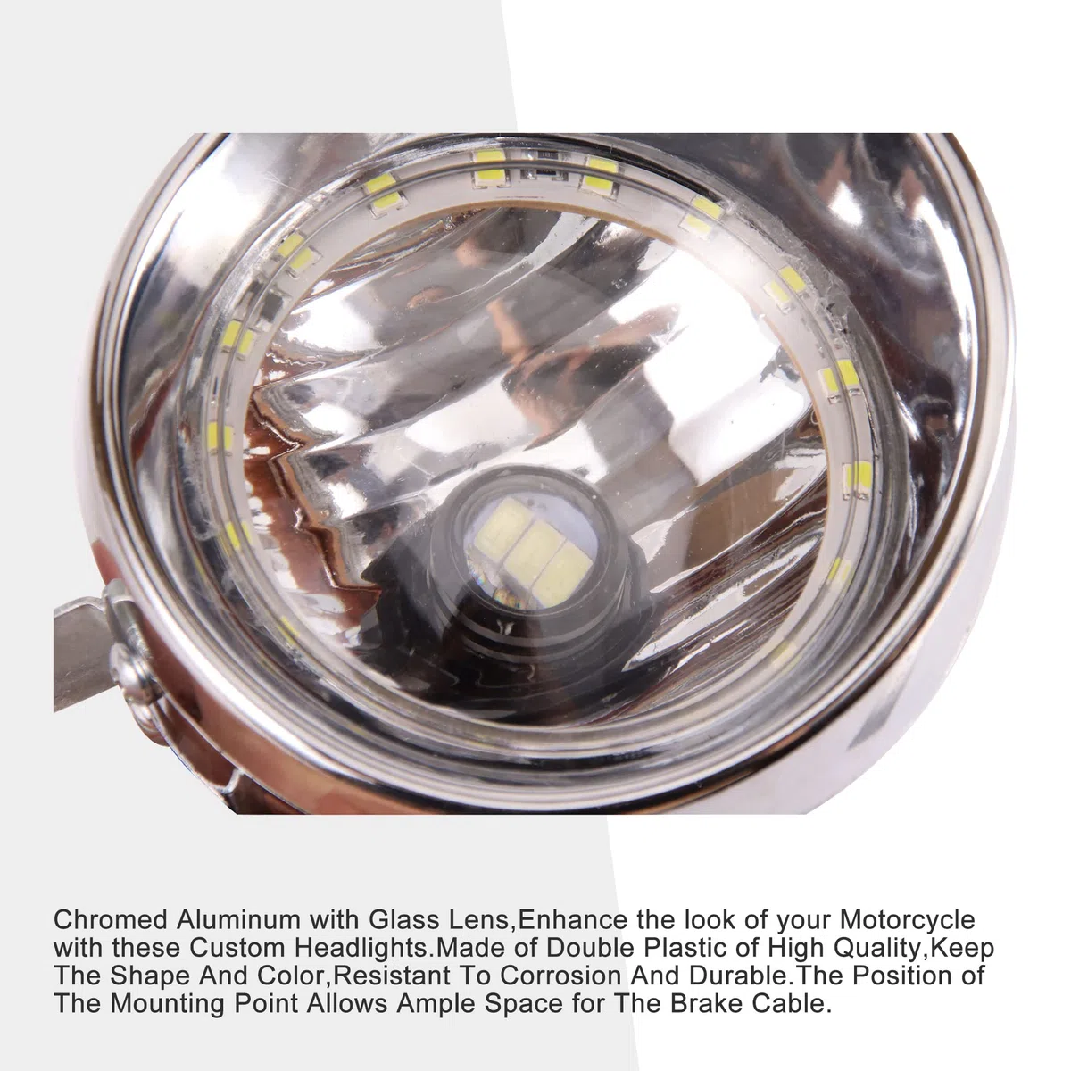 GOOFIT cromo motocicleta faro lámreemplazo para de cabeza con copia de seguridad Indicador Luz Integrado reemplazo para Scooter ATV Cruiser Chopper