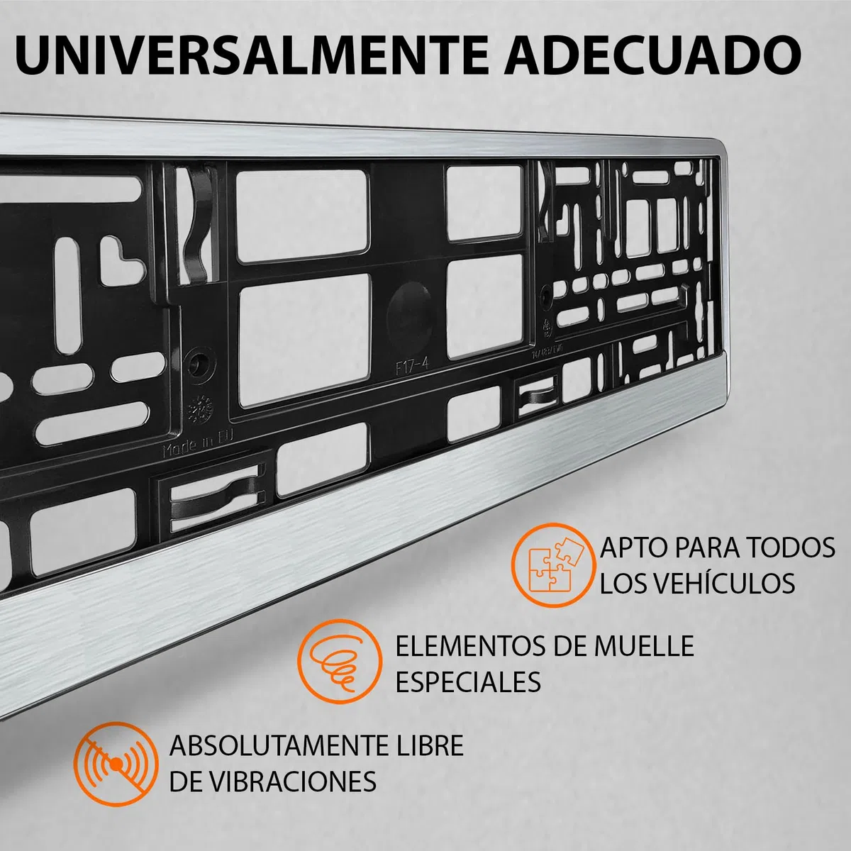 Portamatriculas Coche 520x110 mm - Soporte Matricula [2 uds.] - con 8 Tornillos - Duradero y Resistente - Porta Matricula Coche Homologado - Cromo Cepillado - Apto para Todos los vehículos