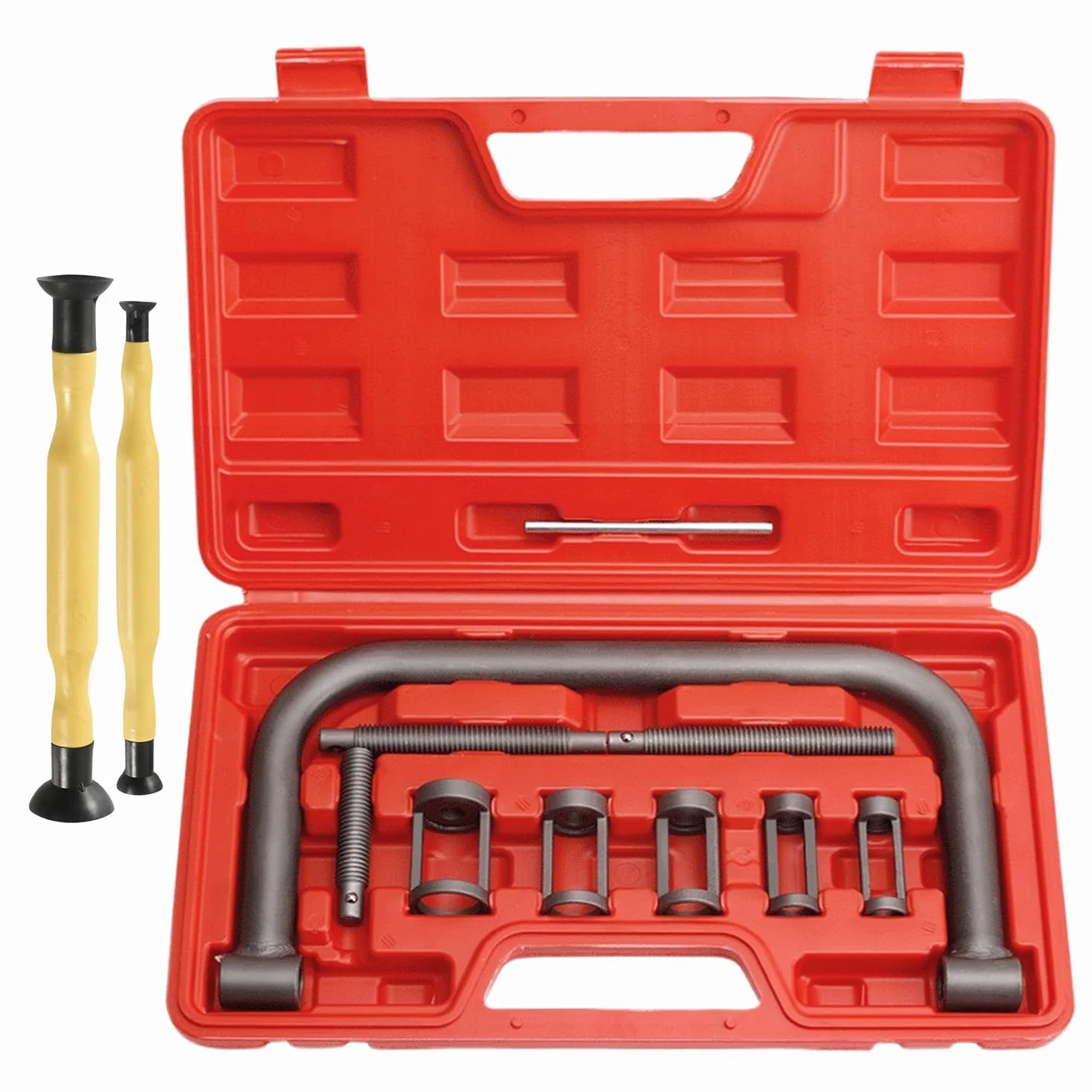QZQUFJ 12 Piezas Pasta Esmerilar Valvulas Compresor Muelles Amortiguador, Portátil Compresor de Muelles Amortiguador Traje, para Moto Coche Van Kit de Instalación de Extracción