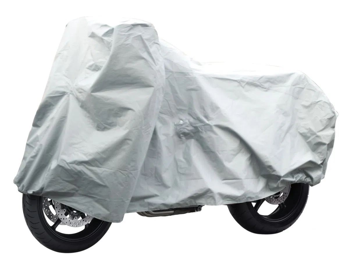 Dunlop Lona Protectora Universal para Moto, Apta para Parabrisas, Impermeable, para Exteriores, 246 x 104 x 127 cm, plástico, Color Gris
