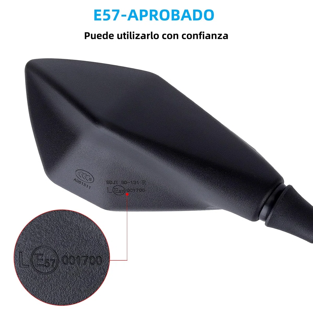 Espejos Retrovisores Moto Homologados E57, 1 Par Espejos Moto Laterales Rotación, EspejosMoto M10 para Scooter ATV Moped Motocicletas Roller