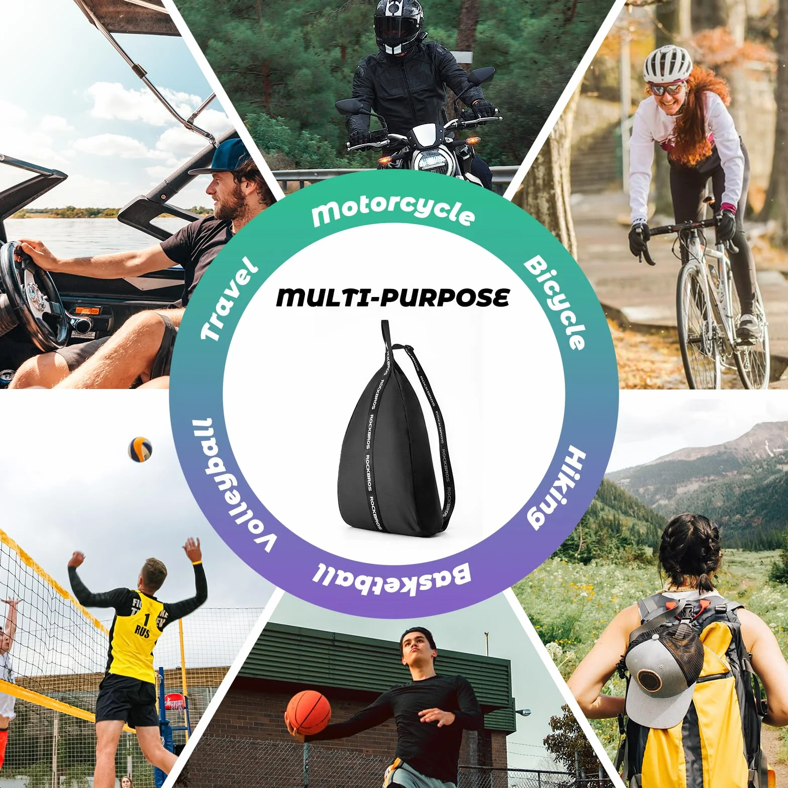 ROCKBROS Bolsa para Casco de Motocicleta, Bolsa Universal de Gran Capacidad 6-7L Bolso para Almacenamiento con Correa de Hombro para Casco de Moto Bicicleta Viaje