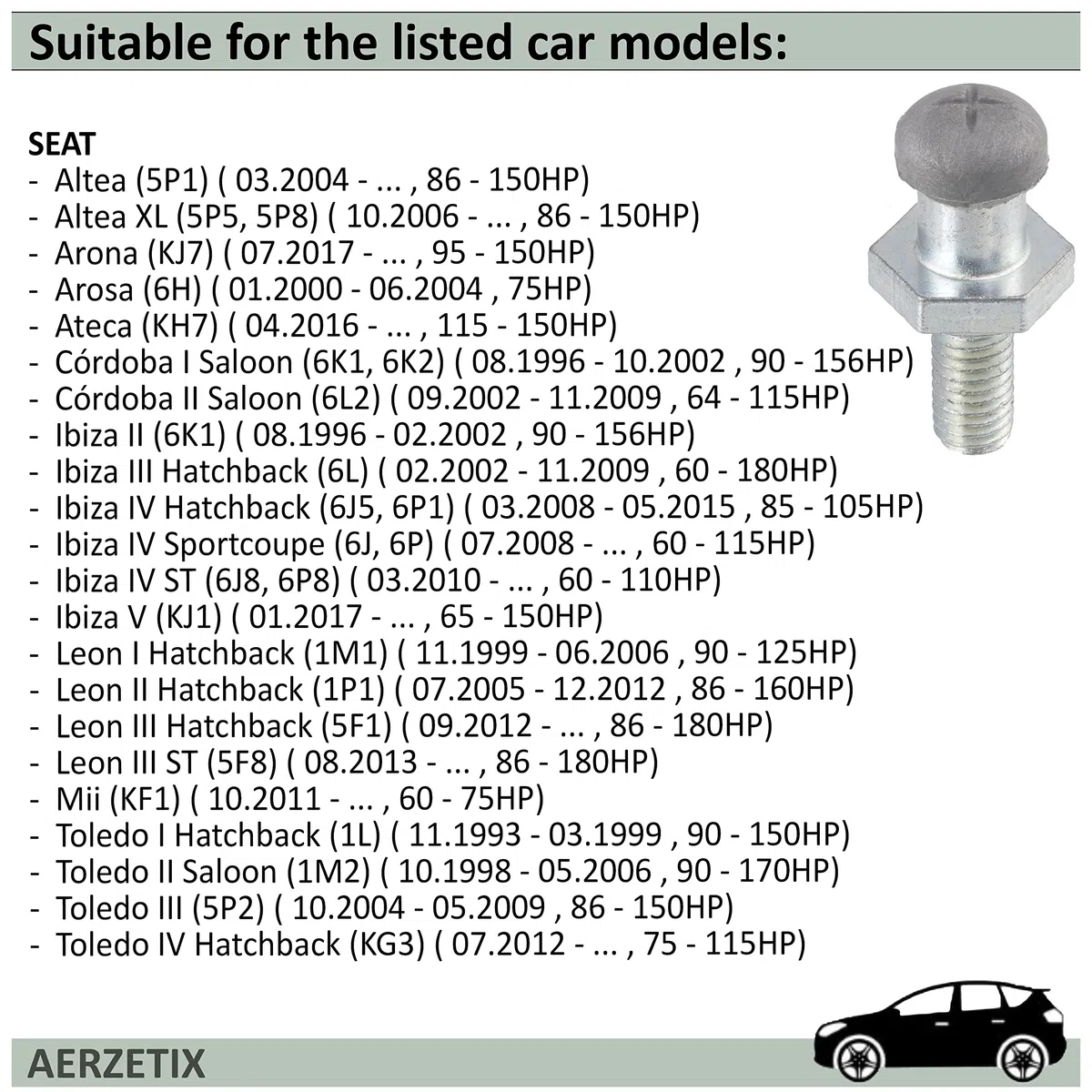 AERZETIX - C66721 - Perno rótula, control de embrague M8 - compatible con números OE 02A 141 777, 02A 141 777B - mecánica, reparación, coche