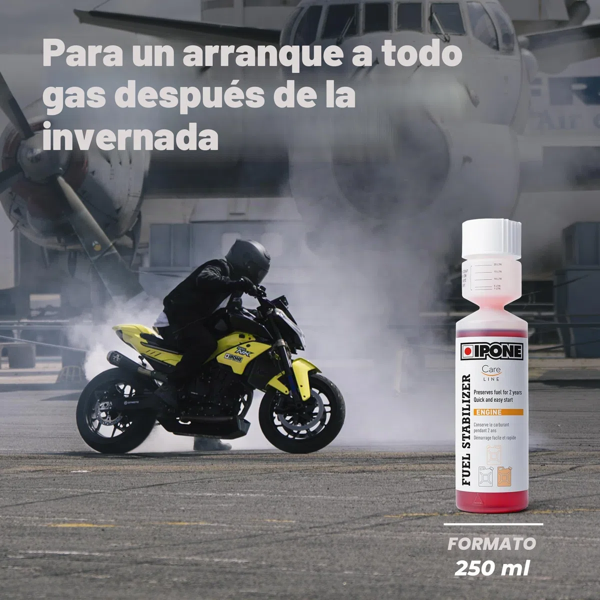IPONE - Estabilizador de Combustible Fuel Stabilizer - 250 ml - Ideal para el Invernaje - Conserva el Combustible Durante 2 años
