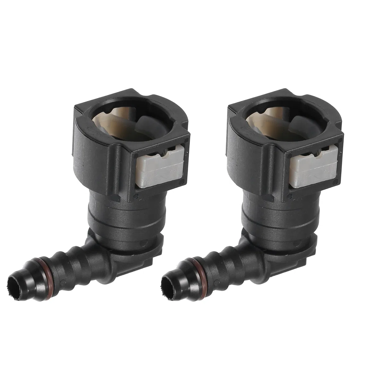 A ABSOPRO conector Rápido de Manguera de Línea de Combustible para Automóvil, 90 Grados, 3/8" (9.49Mm) Sae A 1/4" (6Mm), desconexión de Manguera de Plástico Gris (Juego de 2)