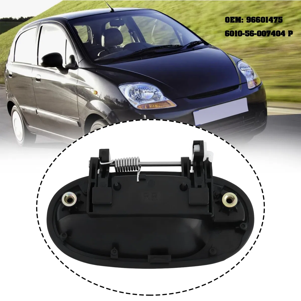 Manija de Puerta Trasera Derecha Negra 96601475 Compatible con Chevrolet Spark MATIZ